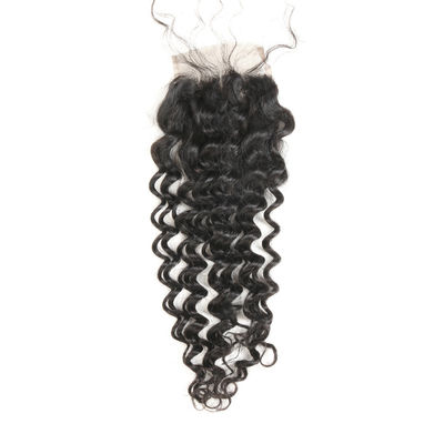 China Real Natural Brown Lace Front Middle Part Closure Deep Wave Customized Length supplier
