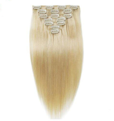 China Blonde Virgin Clip In Hair Extensions , Hair Extensions 100 Human Hair Clip In supplier