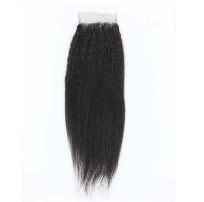 China Smooth Real 100 Human Hair Lace Closure Kinky Straight Customized Length supplier