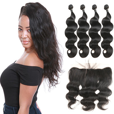 China Unprocessed Brazilian Remy Human Hair Extensions Body Weave Lace Frontal supplier