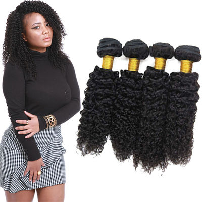 China Double Weft Remy Jerry Curly Hair Weave Bundles 24 Inch No Synthetic Hair supplier