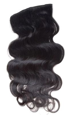 China Authentic Russian Virgin Clip In Hair Extensions , Clip In Human Hair Closure supplier