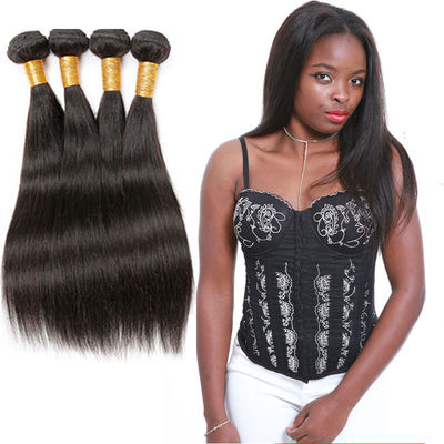 China Unprocessed Straight Remy Human Hair Weave Natural Black Color Thick Bottom supplier