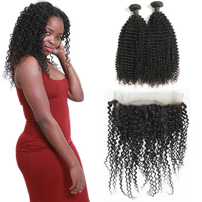 China 9A Unprocessed Curly 360 Frontal With Bundles 12 Inch Double Layers Sewing supplier