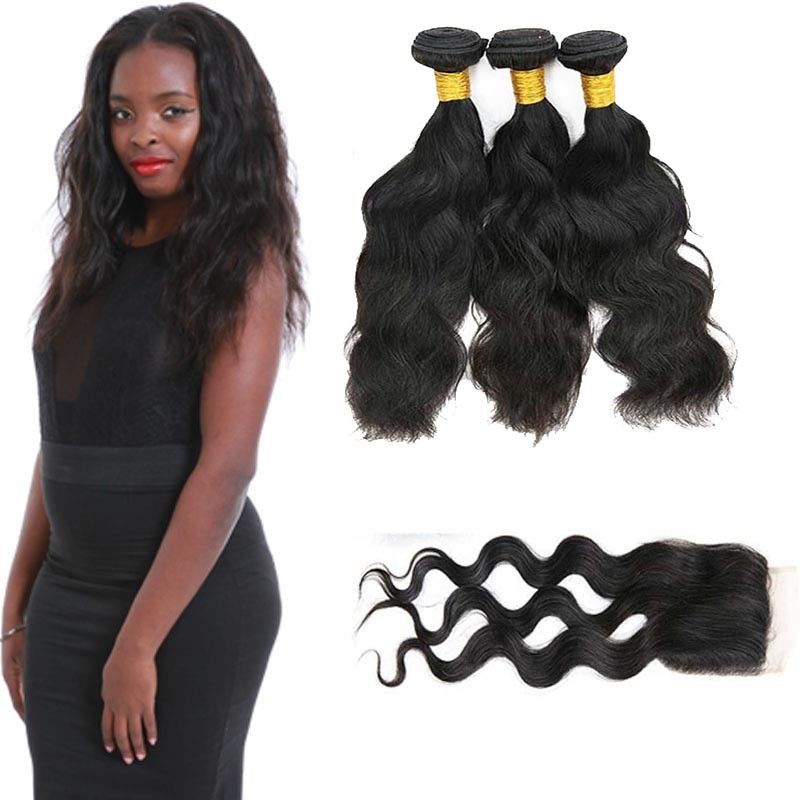 20 Inch Malaysian Curly Hair Bundles With Closure Natural Wave Ce