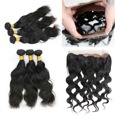 China Double Weft 360 Lace Frontal Closure / 360 Full Lace Frontal Wig Natural Wave supplier