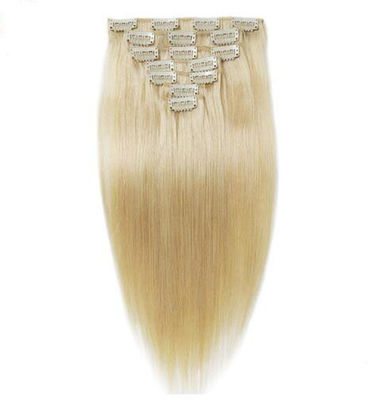 China Blonde Virgin Clip In Hair Extensions , Hair Extensions 100 Human Hair Clip In supplier