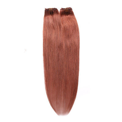 China Red Color 33 Healthy Virgin Clip In Hair Extensions Double Layers Sewing supplier