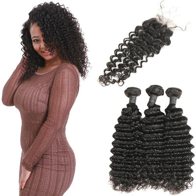 China 4 Piece Double Weft Virgin Bazilian Hair Extensions 3 Bundles CE Certification supplier