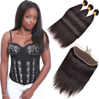 China 8A Real Indian Human Hair Extensions 3 Piece Lace Frontal Full Cuticle Aligned supplier