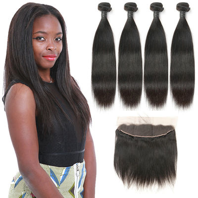 China Soft 9A Indian Human Hair Bundles , Virgin Indian Hair Closures Bleached Knots supplier