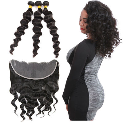 China Natural Raw Indian Virgin Human Hair Weave Loose Wave Without Chemical Process supplier