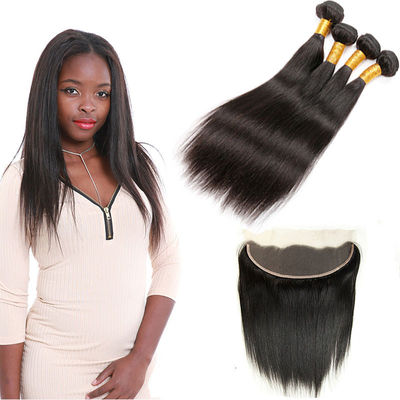 China Double - Drawn Strong Weft Indian Human Hair Bundles 13 * 4 Lace Frontal supplier
