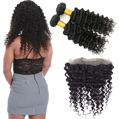 China Double Weft 360 Lace Frontal Closure / 18 Inch 360 Lace Frontal Deep Wave supplier