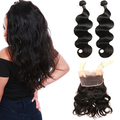 China Real 360 Lace Band Frontal Closure Virgin Hair Body Wave No Synthetic Hair supplier