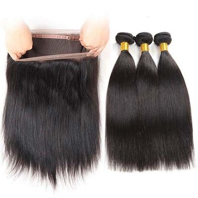 Straight Genuine 360 Lace Frontal Closure With Bundles Customized Length supplier