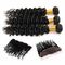 Double Sewed Weft 8A Virgin Brazilian Hair Extensions Deep Wave With Frontal supplier