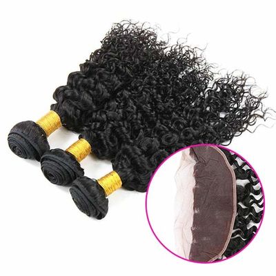 100 Unprocessed Virgin Malaysian Hair 3 Bundles Water Wave With Lace Frontal supplier