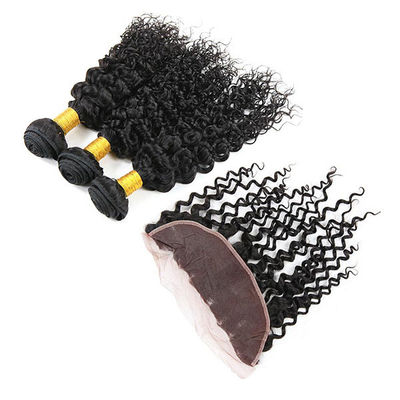 100 Unprocessed Virgin Malaysian Hair 3 Bundles Water Wave With Lace Frontal supplier