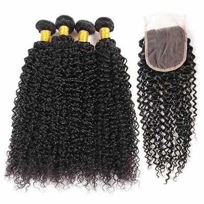 Colored 12 Inch Virgin Peruvian Remy Hair Body Wave 4 Bundles With Lace Closure supplier