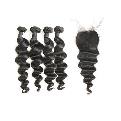 Long 9A Virgin Indian Curly Hair With Closure 4 Bundles CE Certification supplier