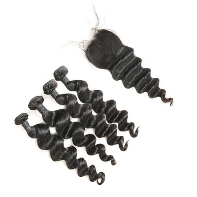 Long 9A Virgin Indian Curly Hair With Closure 4 Bundles CE Certification supplier