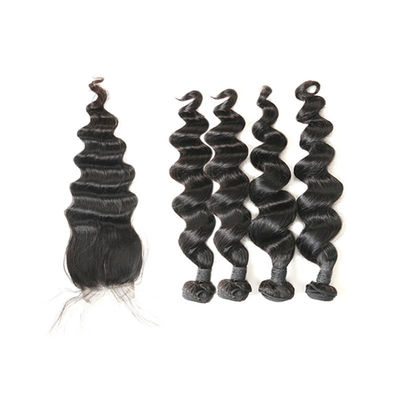 Long 9A Virgin Indian Curly Hair With Closure 4 Bundles CE Certification supplier