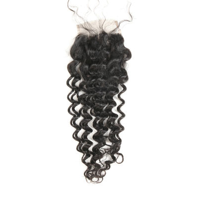Real Natural Brown Lace Front Middle Part Closure Deep Wave Customized Length supplier