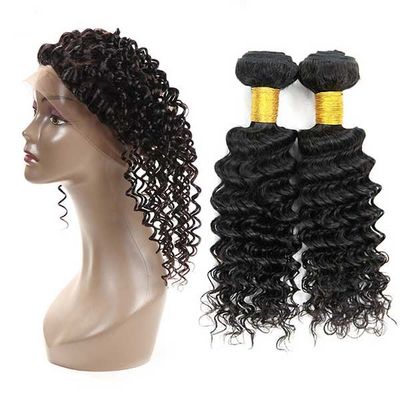 Double Weft 360 Lace Frontal Closure / 18 Inch 360 Lace Frontal Deep Wave supplier