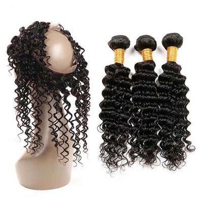 Genuine 360 Deep Wave Frontal , 24 Inch 360 Deep Wave Frontal No Split Hair supplier