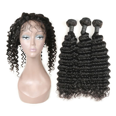 Real Transparent 360 Lace Frontal Closure 3 Bundles Deep Wave No Tangle supplier