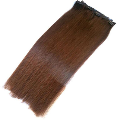 Dual Weft Virgin Clip In Hair Extensions / Straight Remy Human Hair Clip In supplier