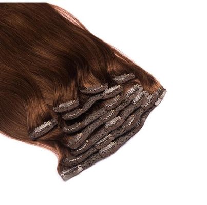 Dual Weft Virgin Clip In Hair Extensions / Straight Remy Human Hair Clip In supplier