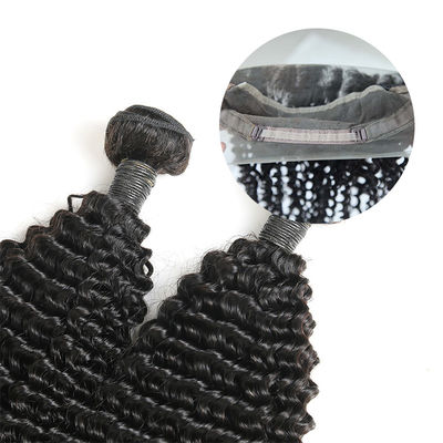 9A Unprocessed Curly 360 Frontal With Bundles 12 Inch Double Layers Sewing supplier