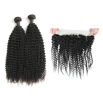 9A Unprocessed Curly 360 Frontal With Bundles 12 Inch Double Layers Sewing supplier