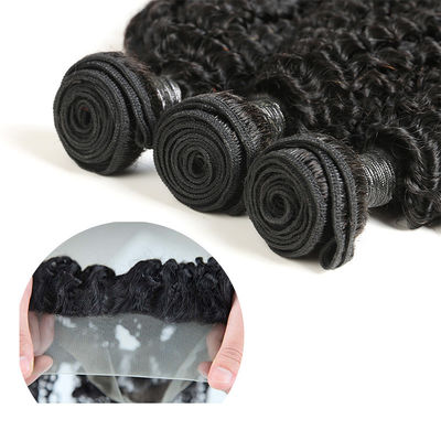 Unprocessed 360 Lace Frontal Weave Kinky Curl 3 Bundles No Damaged Hair supplier