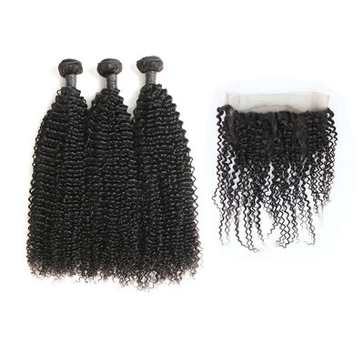 Unprocessed 360 Lace Frontal Weave Kinky Curl 3 Bundles No Damaged Hair supplier