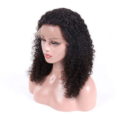 16 Inch Mongolian Virgin Hair Lace Wigs Kinky Curly With Transparent Lace supplier