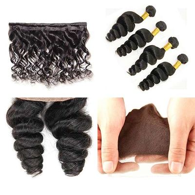 Unprocessed Loose Curly Hair Extensions / Loose Curly Virgin Indian Hair supplier