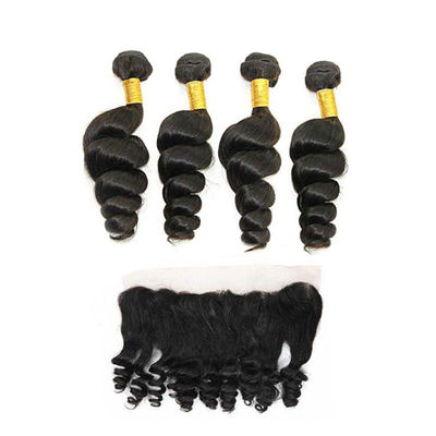 Authentic 8A Loose Curly Indian Remy Hair Weave 4 Bundles With Frontal supplier