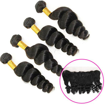 Authentic 8A Loose Curly Indian Remy Hair Weave 4 Bundles With Frontal supplier