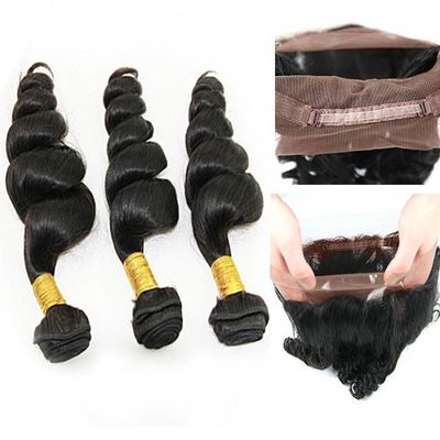 8A Smooth 360 Lace Frontal Loose 24 Inch Wave 3 Bundles Human Hair Weave supplier