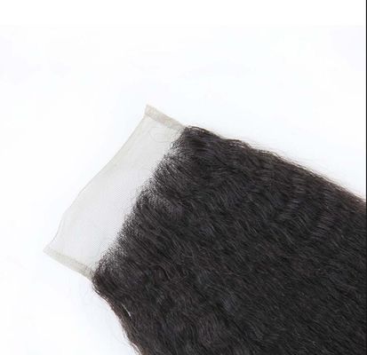 Smooth Real 100 Human Hair Lace Closure Kinky Straight Customized Length supplier