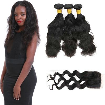 20 Inch Malaysian Curly Hair Bundles With Closure Natural Wave CE Certification supplier