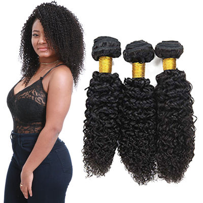 Genuine Raw Virgin Curly Hair Bundles / Jerry Curly Hair Weave With Closure supplier