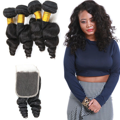 Unprocessed Loose Curly Hair Extensions / Loose Curly Virgin Indian Hair supplier