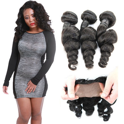 Real Long Loose Curly Hair Extensions , Indian Loose Curl Weave No Tangle supplier