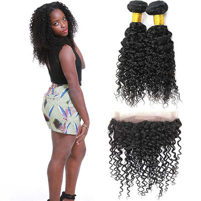 Raw Double Weft Brazilian Curly 360 Frontal Closure Water Wave Human Virgin Hair supplier